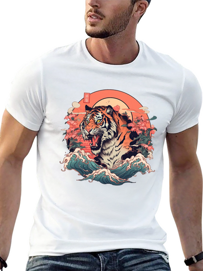 Tiger Graphic T-Shirt - Japanese Art Style