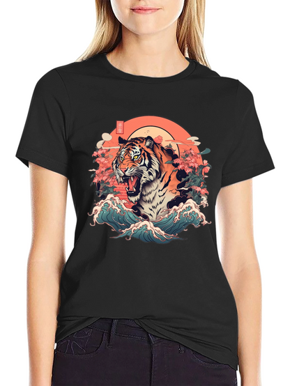 Tiger Graphic T-Shirt - Japanese Art Style