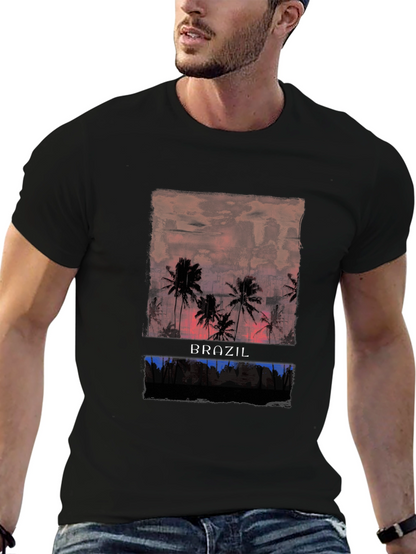 Brazil Palms Graphic T-Shirt - Sunset Palm Trees
