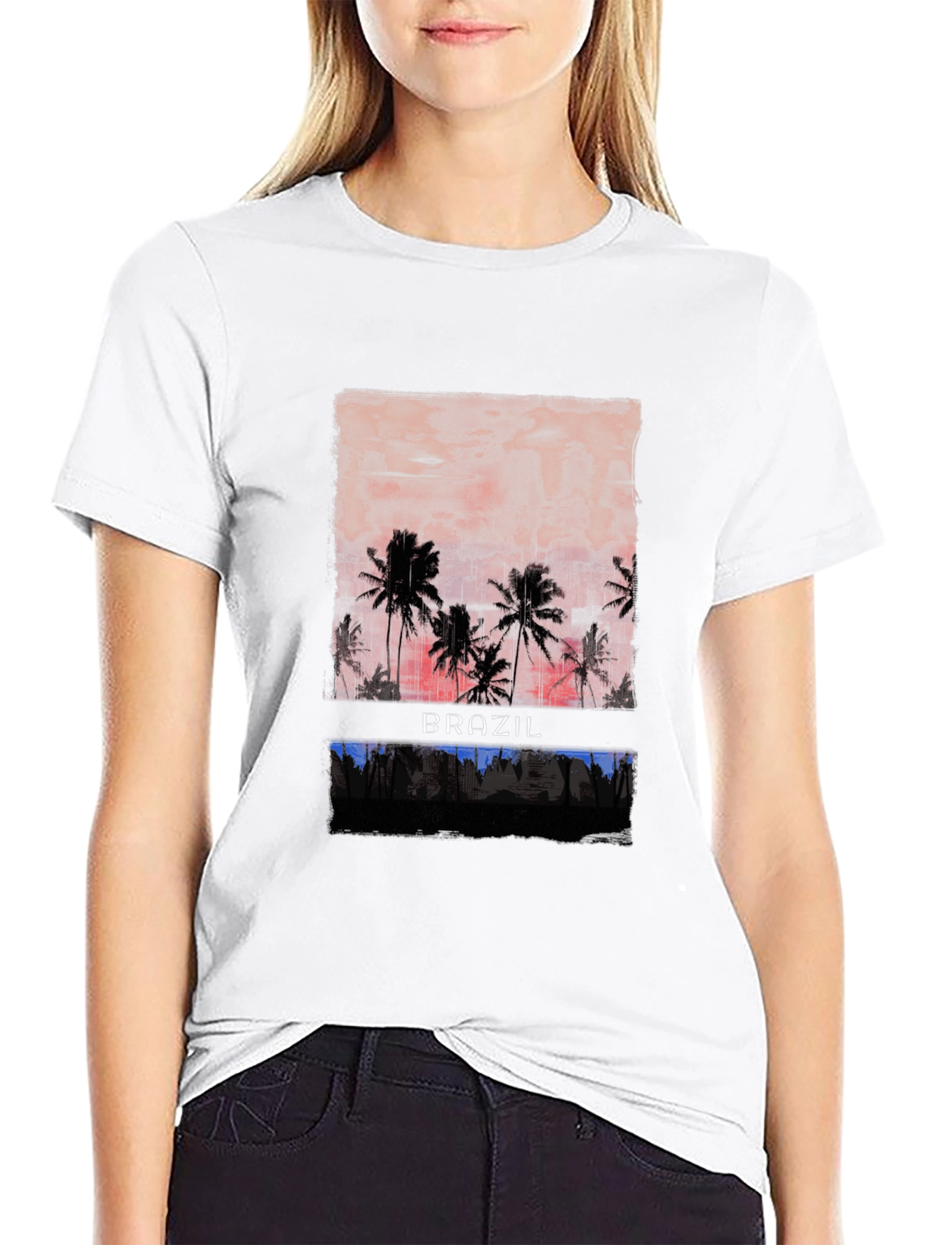 Brazil Palms Graphic T-Shirt - Sunset Palm Trees