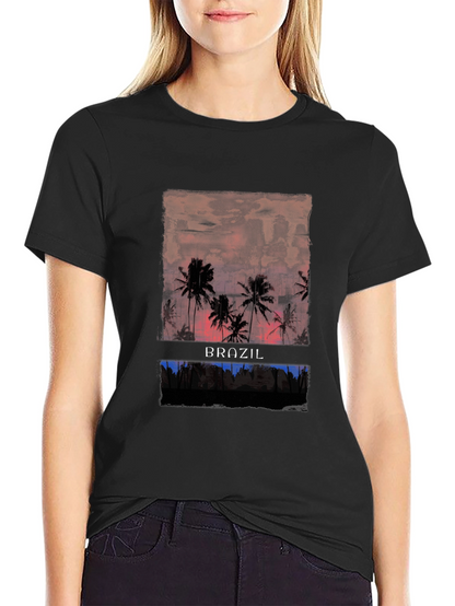 Brazil Palms Graphic T-Shirt - Sunset Palm Trees