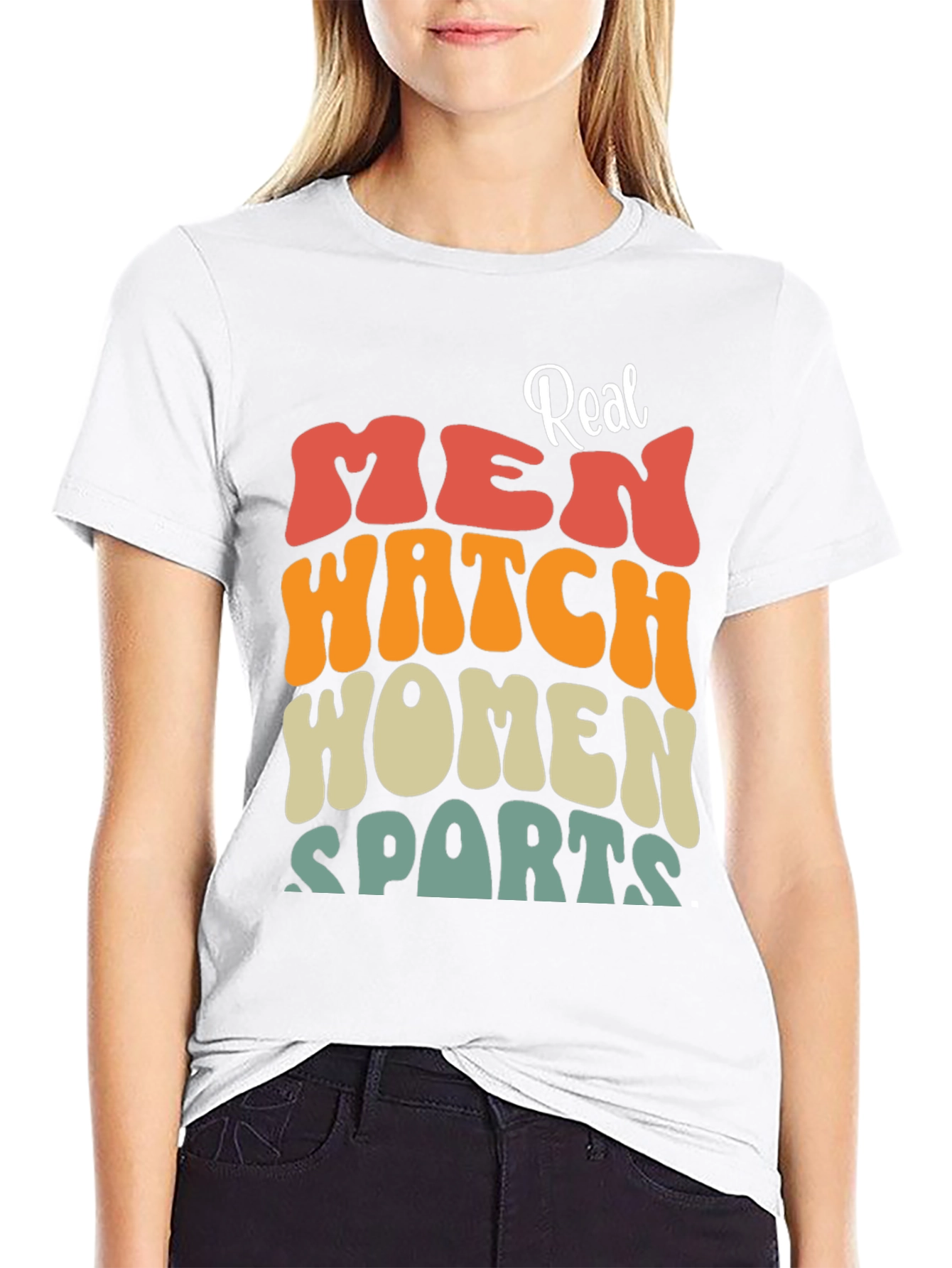 Real Men Watch Women Sports Black T-Shirt