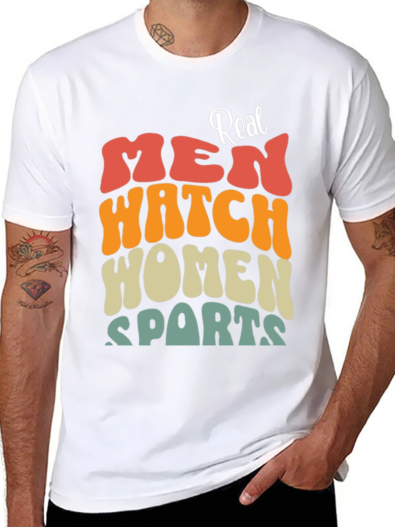 Real Men Watch Women Sports Black T-Shirt