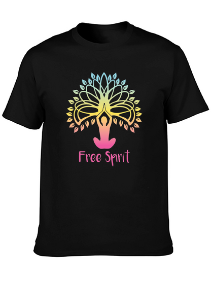 Free Spirit Yoga Tree Graphic Tee - Black