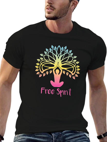 Free Spirit Yoga Tree Graphic Tee - Black