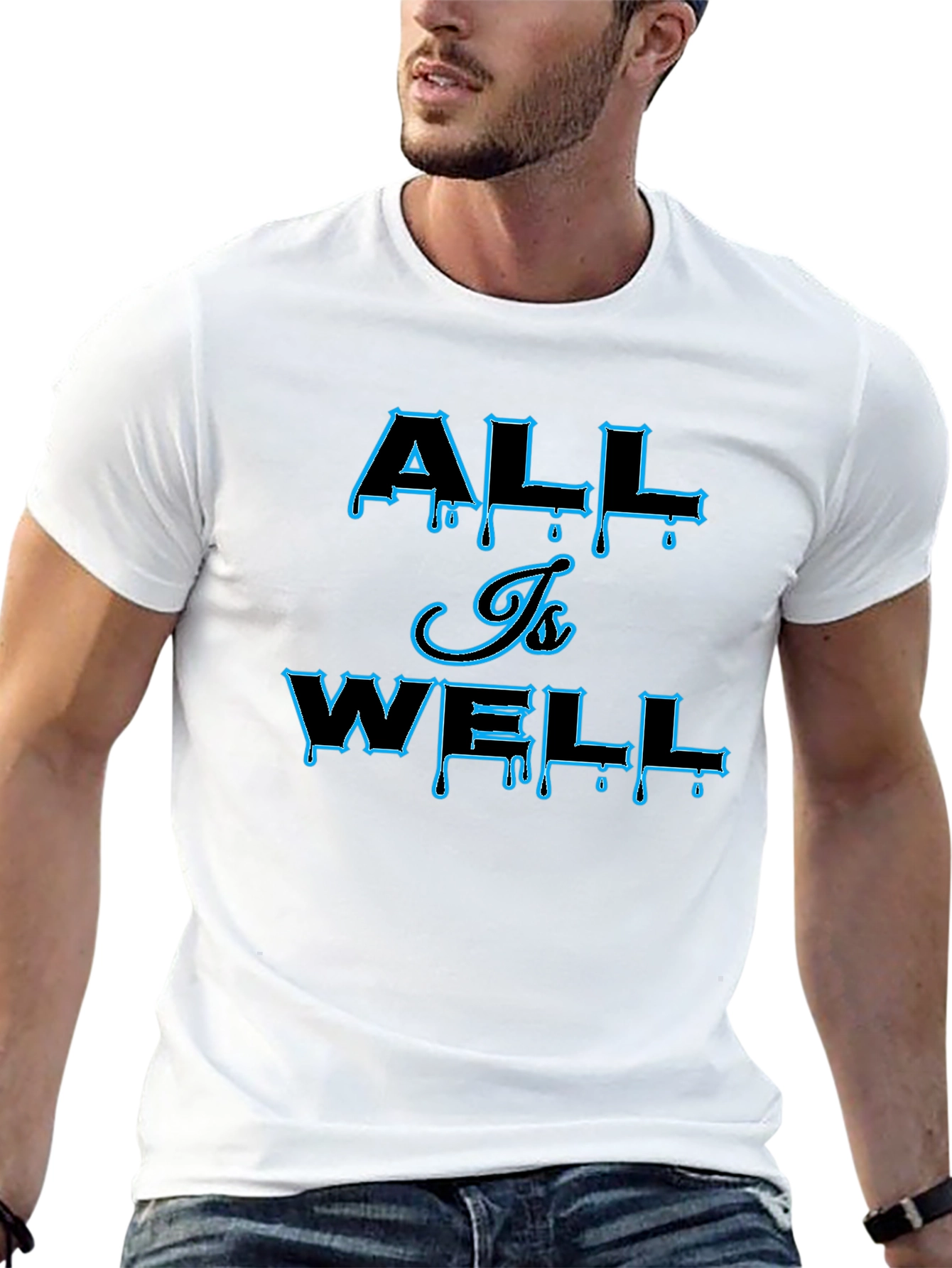 All Is Well Graphic Print Mens Black T-Shirt