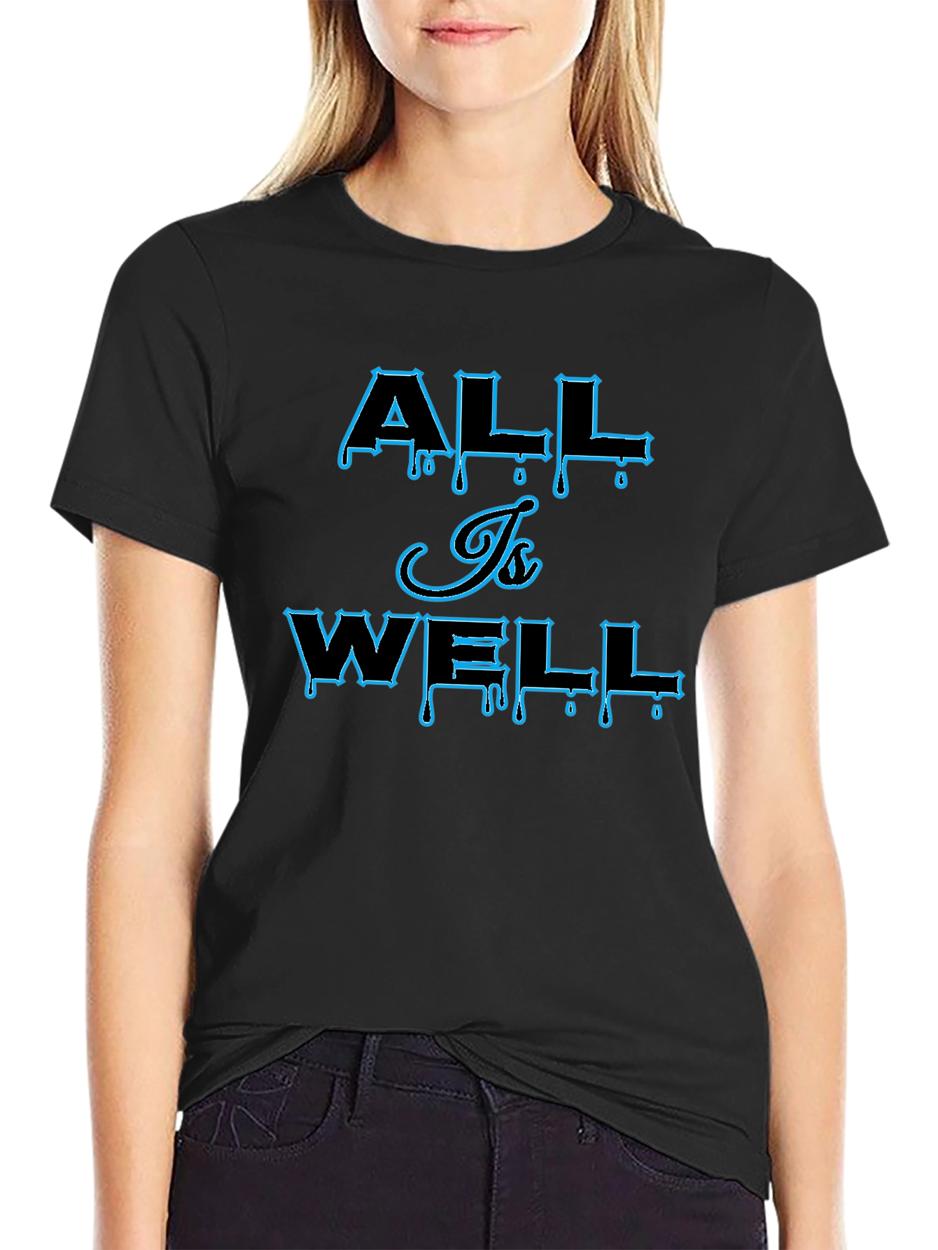 All Is Well Graphic Print Mens Black T-Shirt