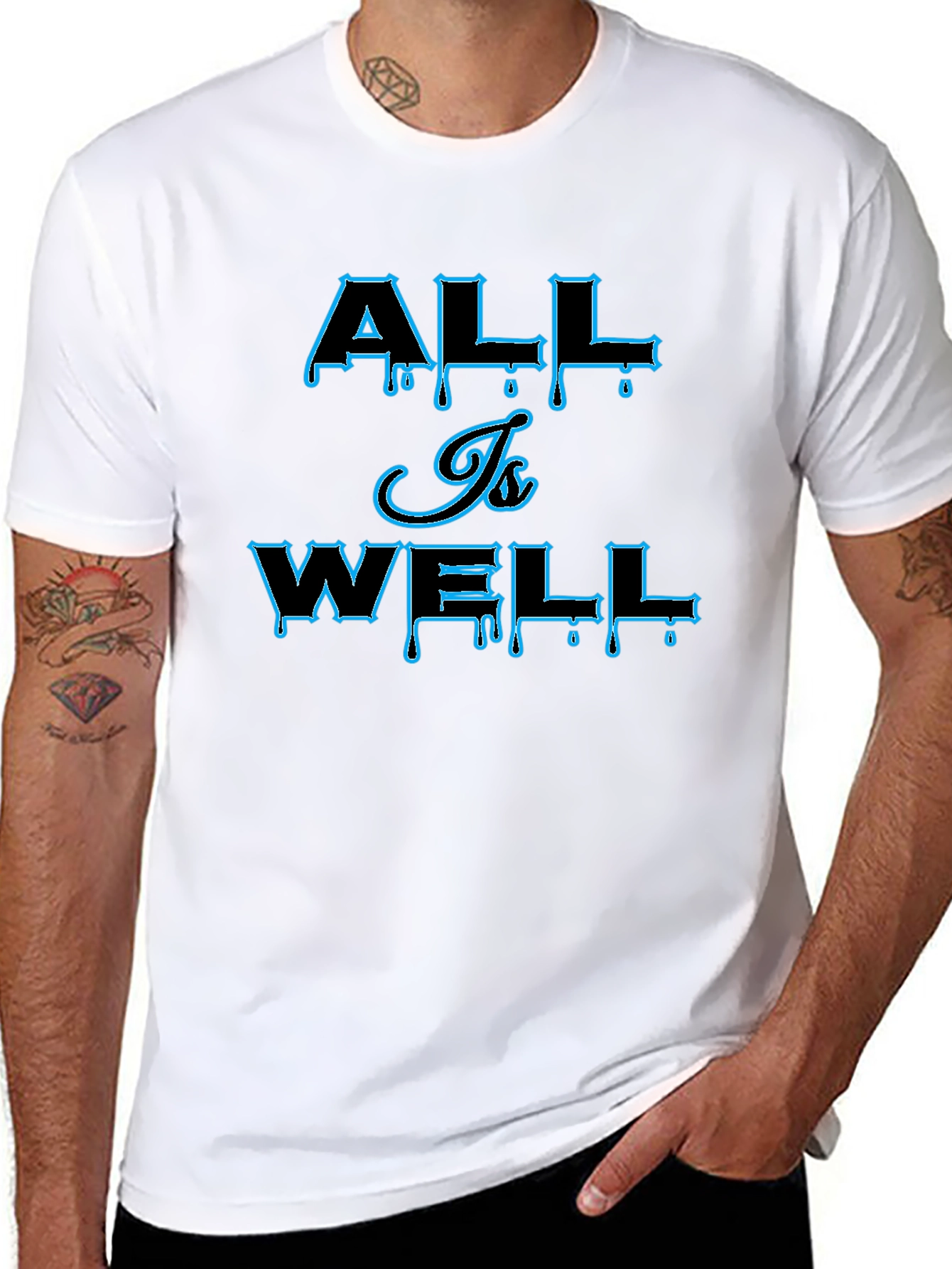 All Is Well Graphic Print Mens Black T-Shirt