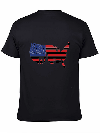 USA Flag Map T-Shirt - Patriotic Landmarks
