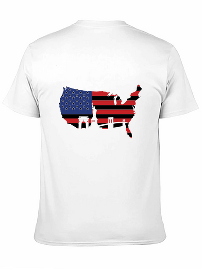 USA Flag Map T-Shirt - Patriotic Landmarks