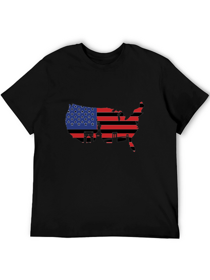 USA Flag Map T-Shirt - Patriotic Landmarks
