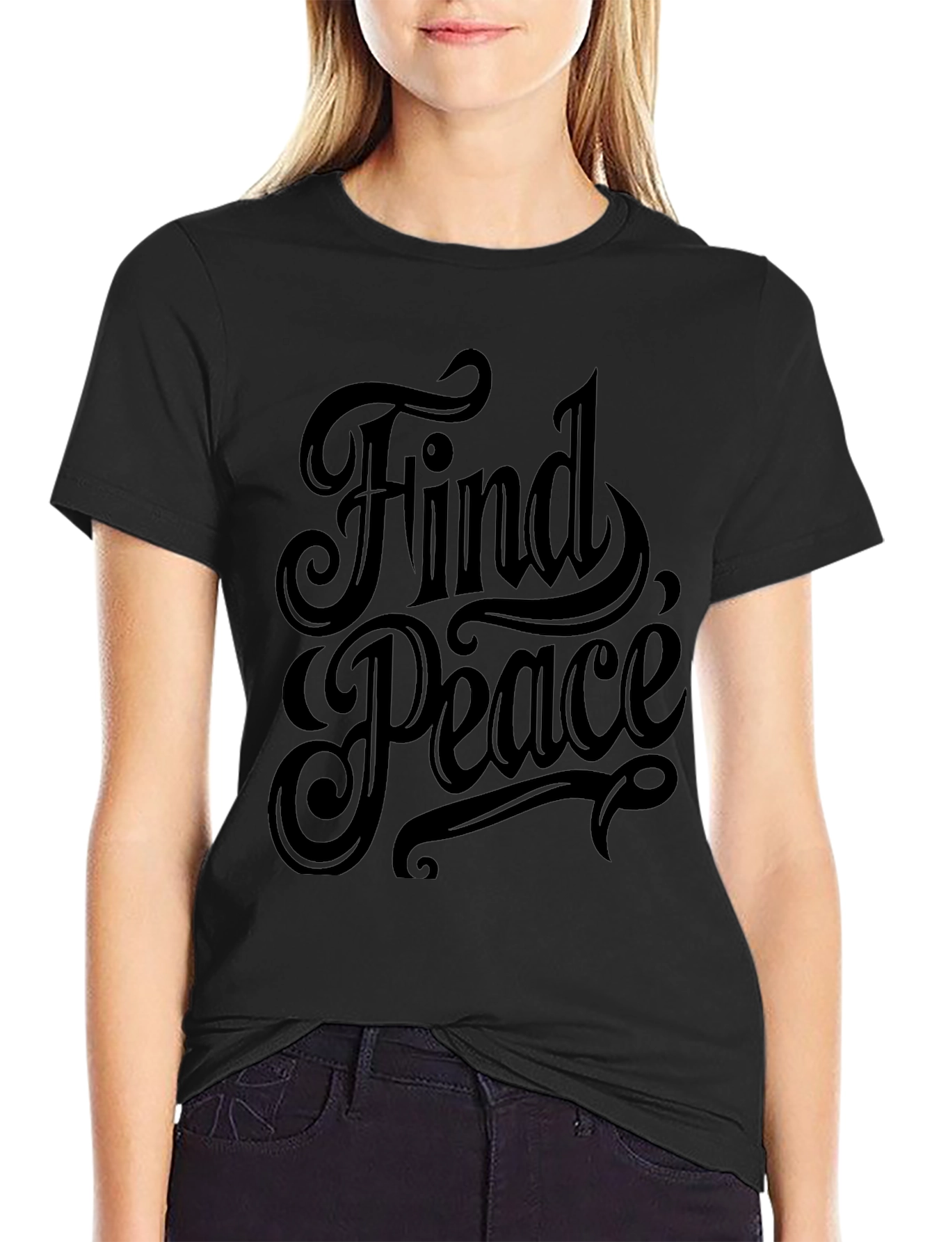 Find Peace Black Graphic Tee - Stylish Comfort