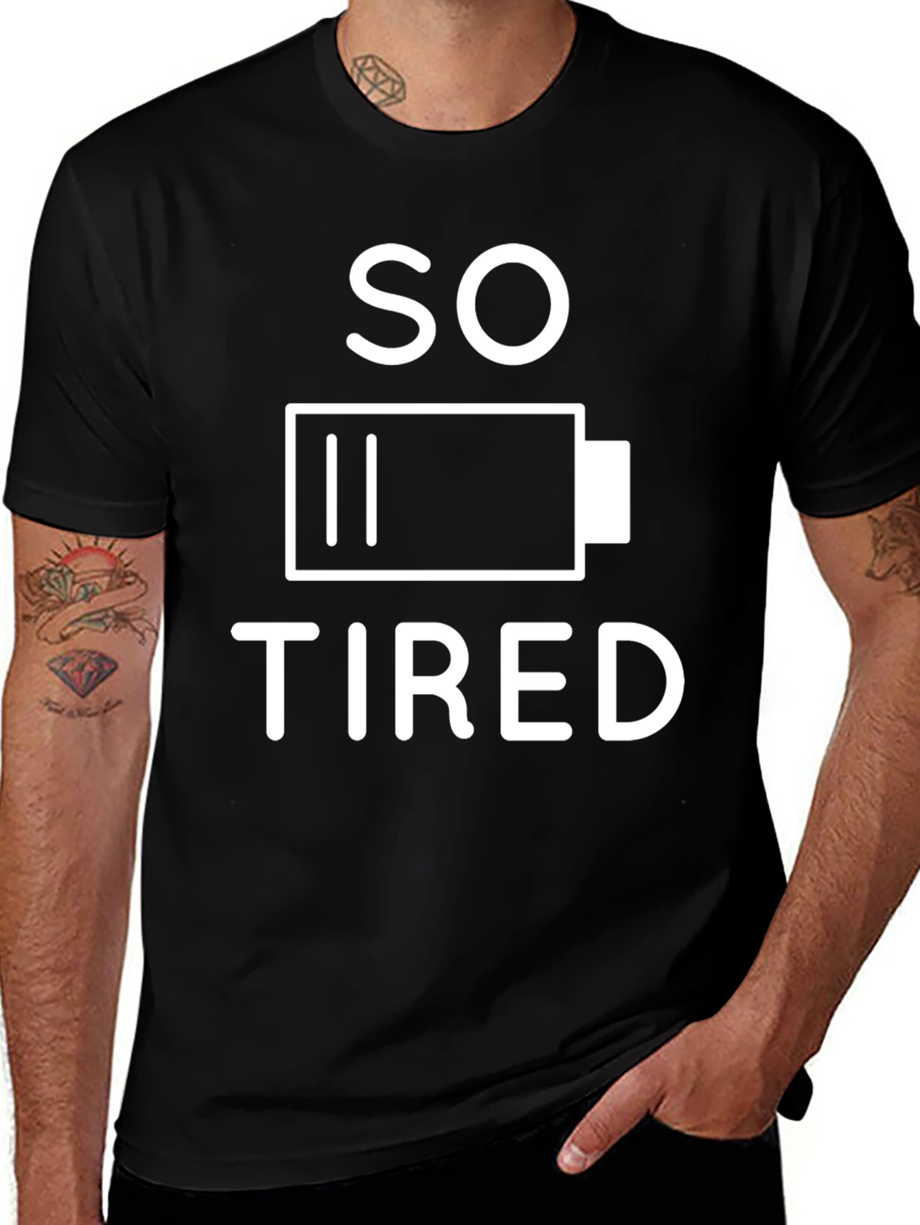 So Tired Battery Graphic T-Shirt - Black