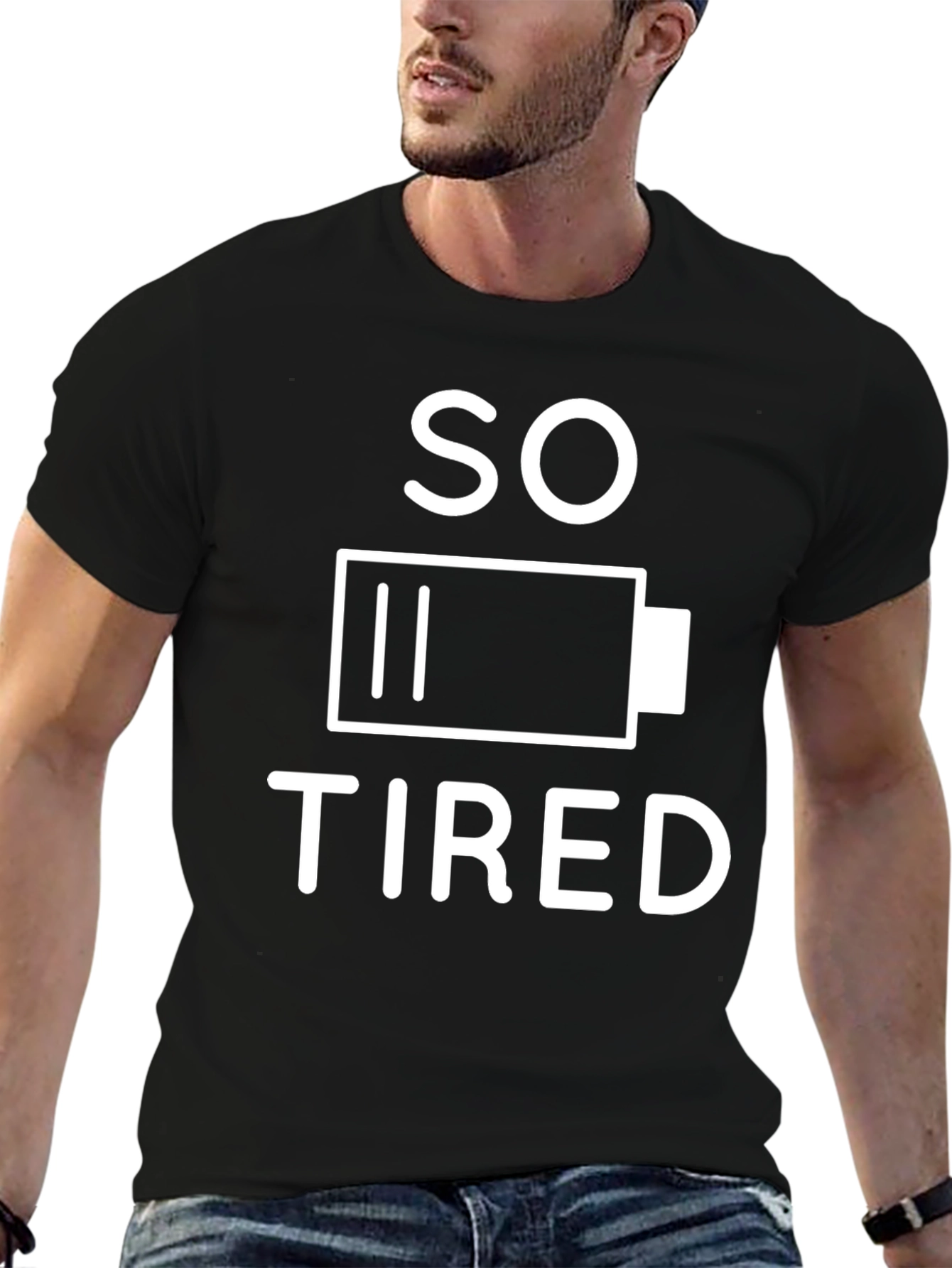 So Tired Battery Graphic T-Shirt - Black