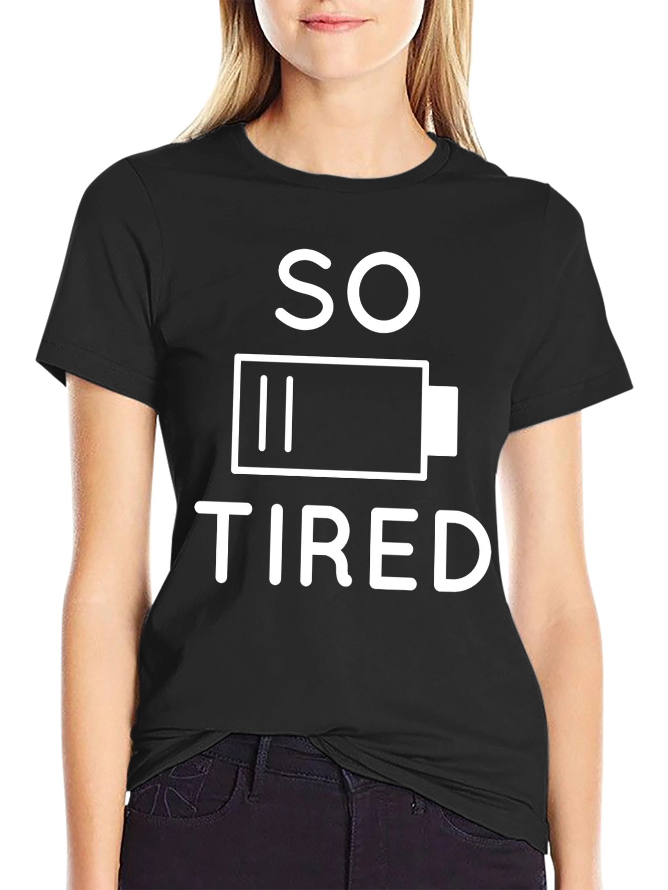 So Tired Battery Graphic T-Shirt - Black