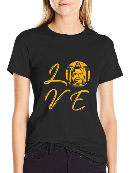 Love Buddha Graphic T-Shirt - Trendy Black Tee