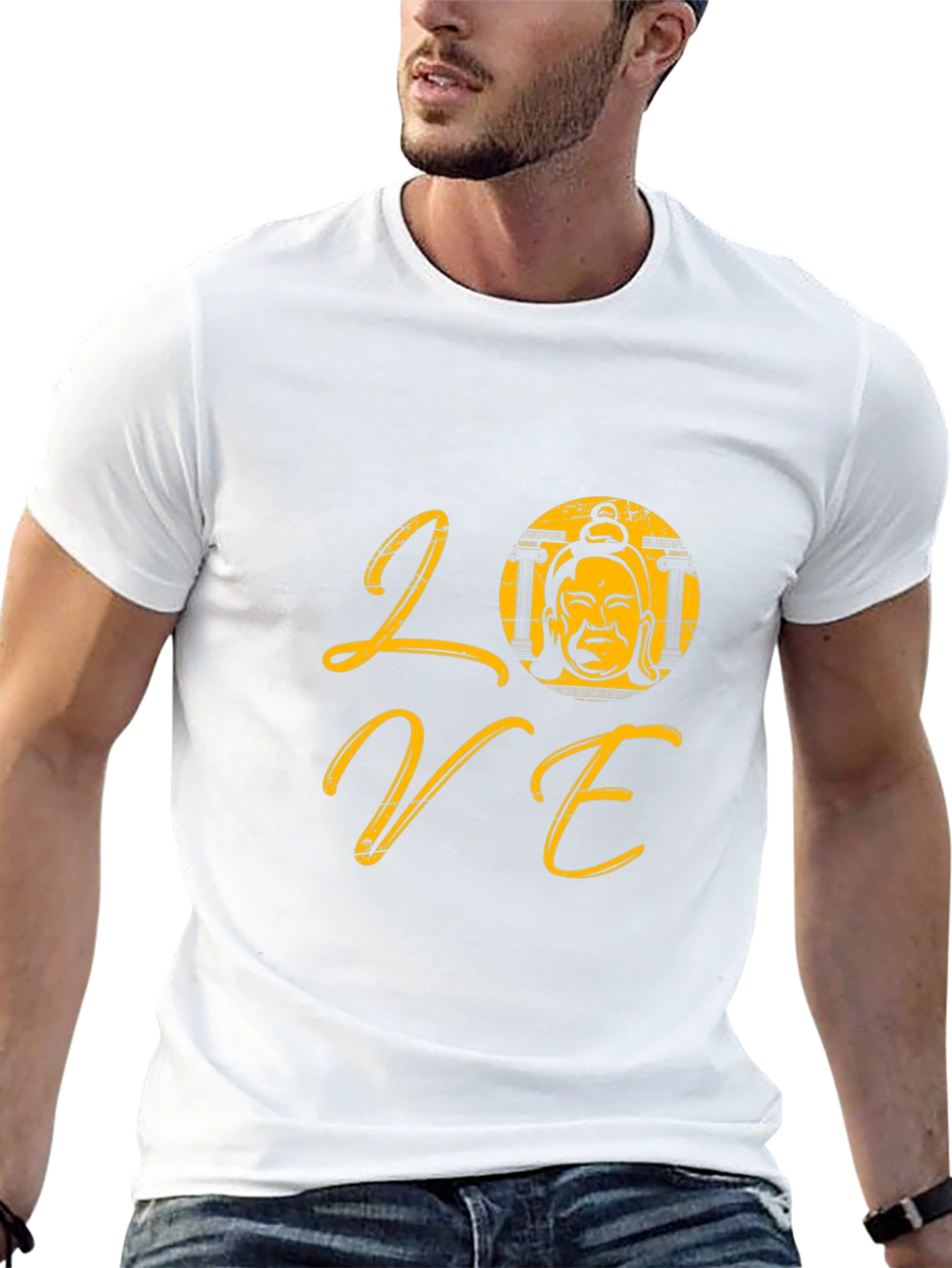 Love Buddha Graphic T-Shirt - Trendy Black Tee