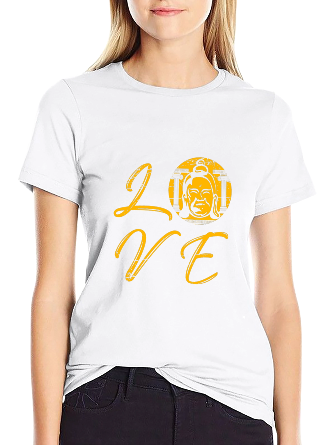 Love Buddha Graphic T-Shirt - Trendy Black Tee