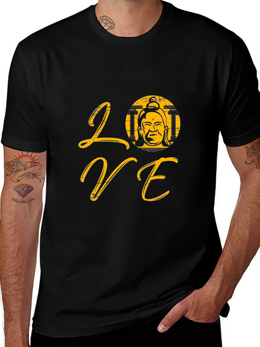 Love Buddha Graphic T-Shirt - Trendy Black Tee