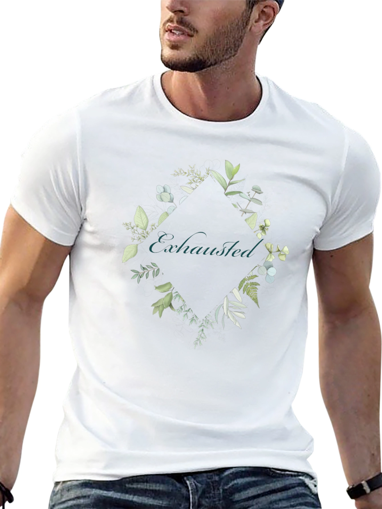 Exhausted Botanical Graphic Tee - Black Cotton Shirt