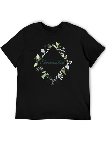 Exhausted Botanical Graphic Tee - Black Cotton Shirt