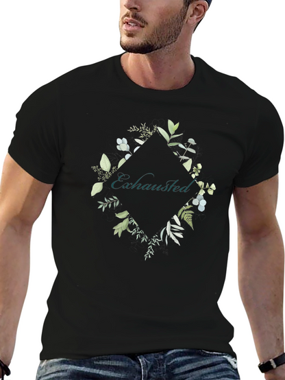 Exhausted Botanical Graphic Tee - Black Cotton Shirt