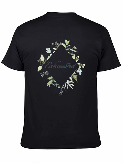 Exhausted Botanical Graphic Tee - Black Cotton Shirt