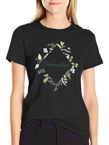 Exhausted Botanical Graphic Tee - Black Cotton Shirt