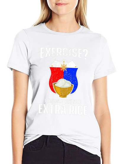 Exercise? Extra Rice Black Graphic T-Shirt