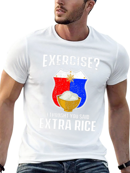 Exercise? Extra Rice Black Graphic T-Shirt