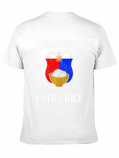 Exercise? Extra Rice Black Graphic T-Shirt