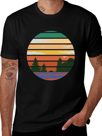 Retro Sunset Lake Graphic Tee