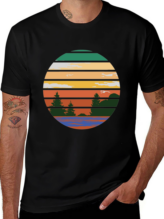 Retro Sunset Lake Graphic Tee