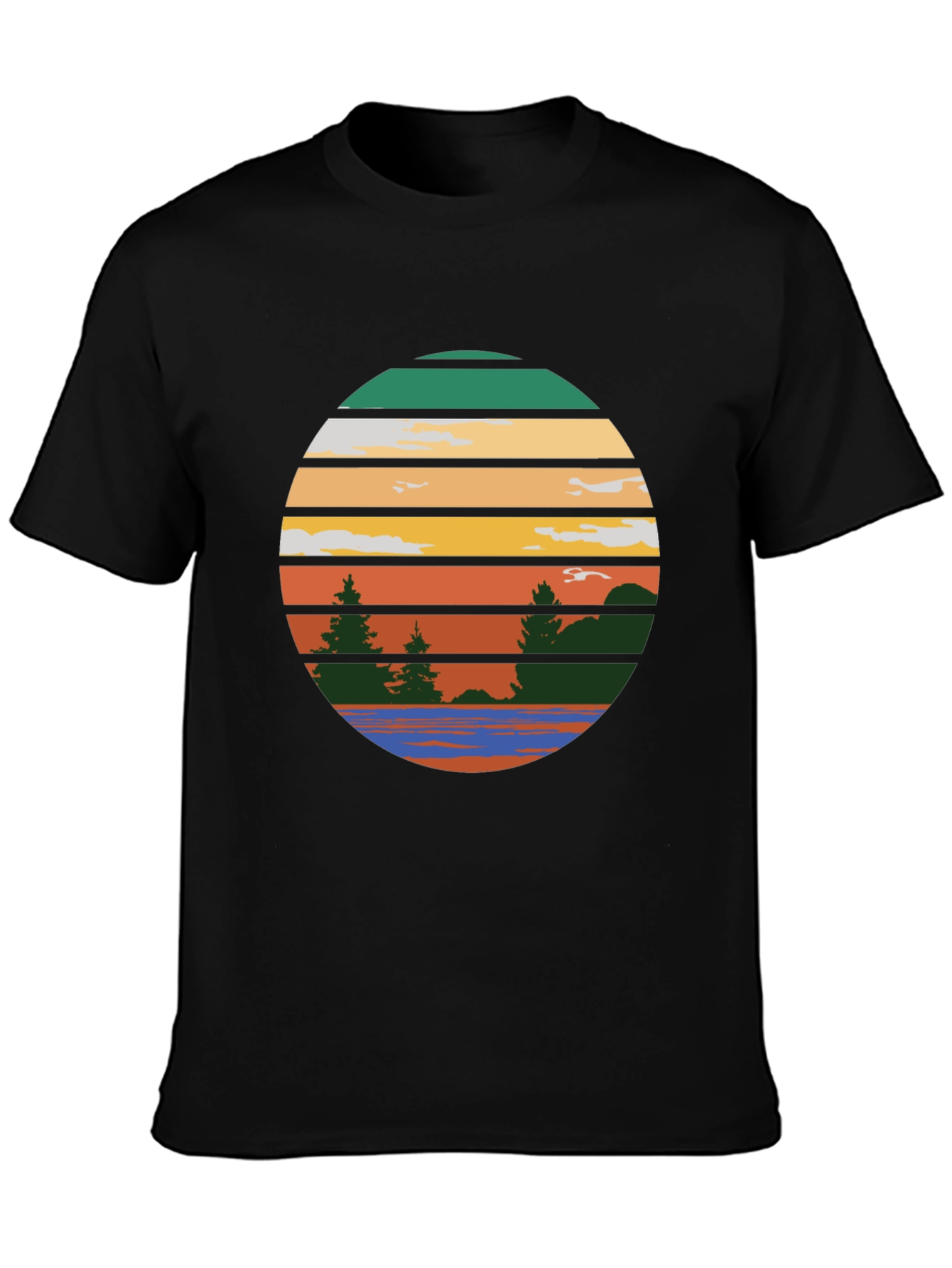 Retro Sunset Lake Graphic Tee