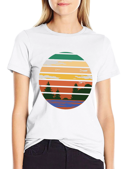 Retro Sunset Lake Graphic Tee