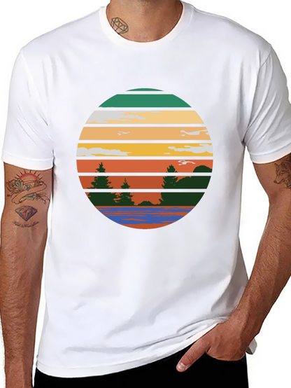 Retro Sunset Lake Graphic Tee