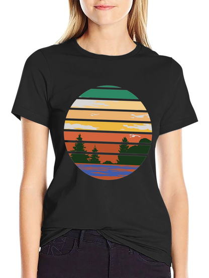 Retro Sunset Lake Graphic Tee