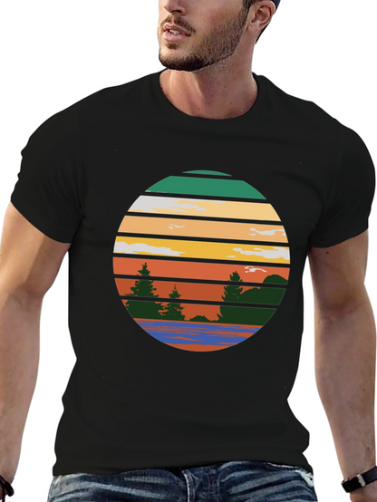 Retro Sunset Lake Graphic Tee