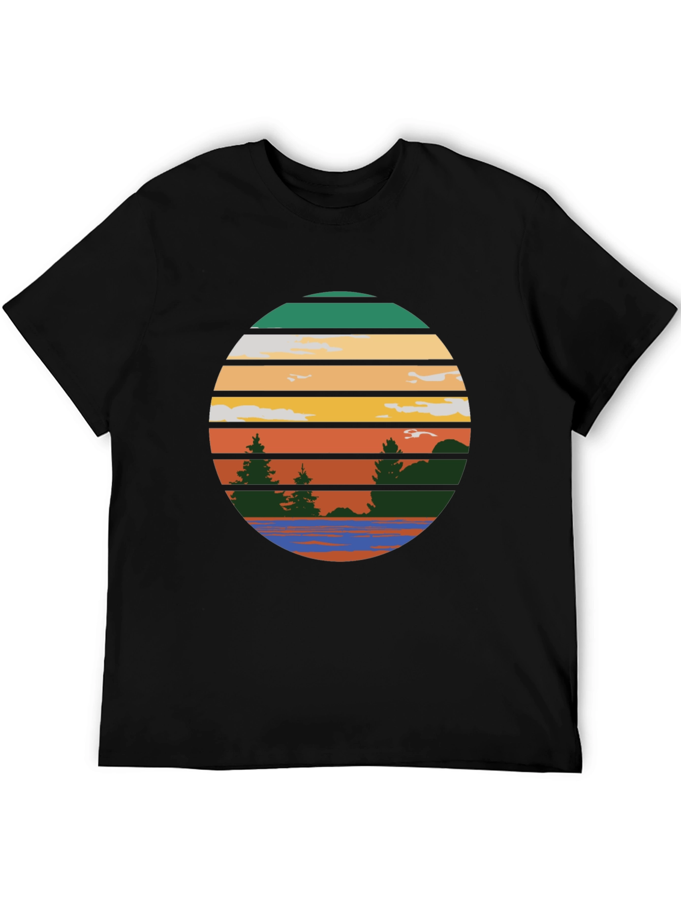 Retro Sunset Lake Graphic Tee