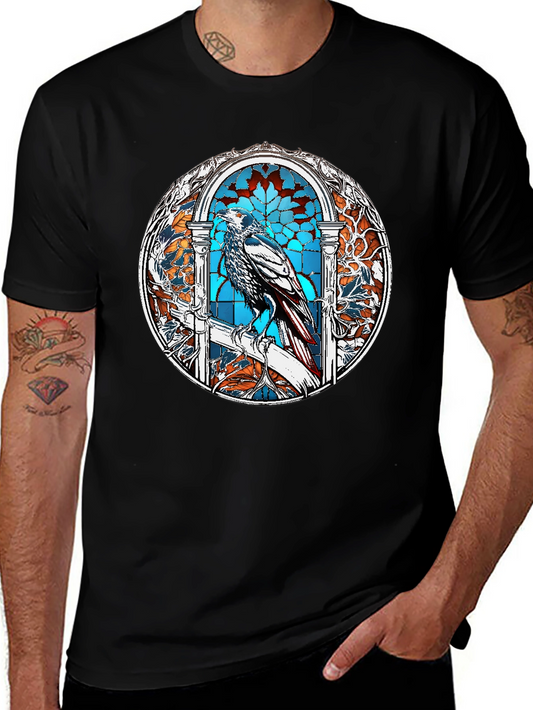 Raven Stained Glass Graphic T-Shirt - Black