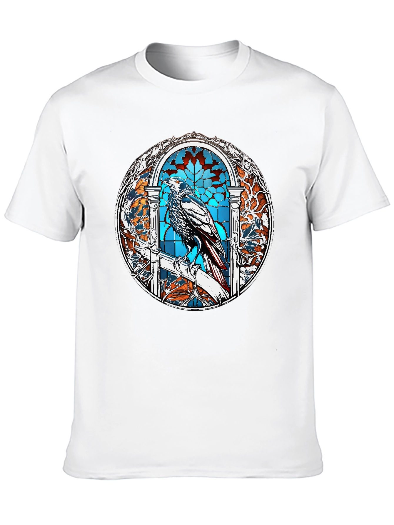 Raven Stained Glass Graphic T-Shirt - Black