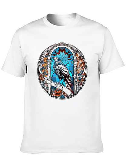 Raven Stained Glass Graphic T-Shirt - Black