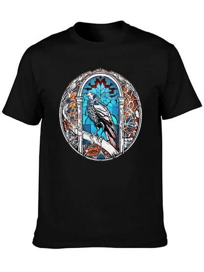 Raven Stained Glass Graphic T-Shirt - Black
