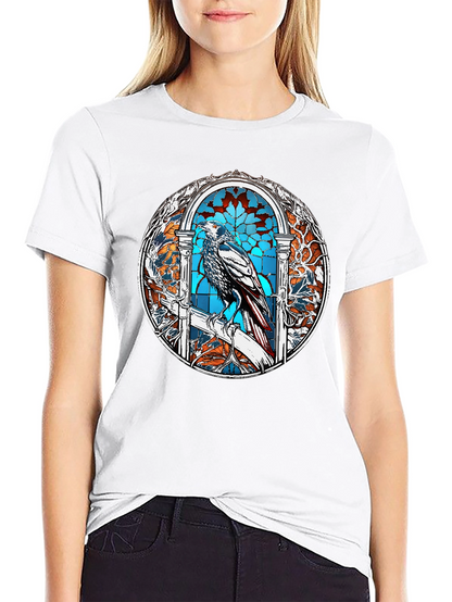 Raven Stained Glass Graphic T-Shirt - Black