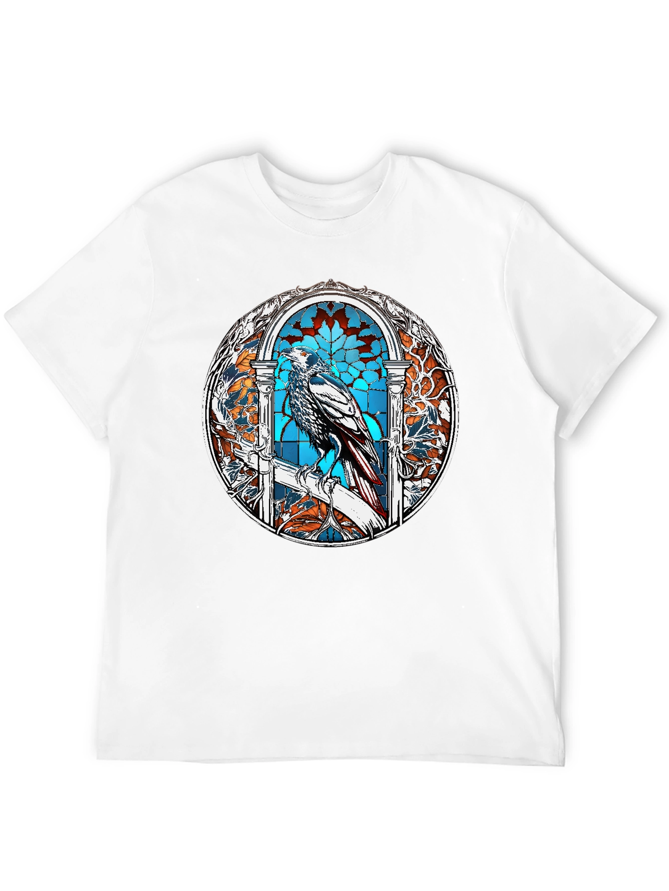 Raven Stained Glass Graphic T-Shirt - Black