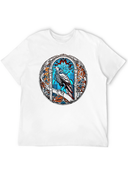 Raven Stained Glass Graphic T-Shirt - Black