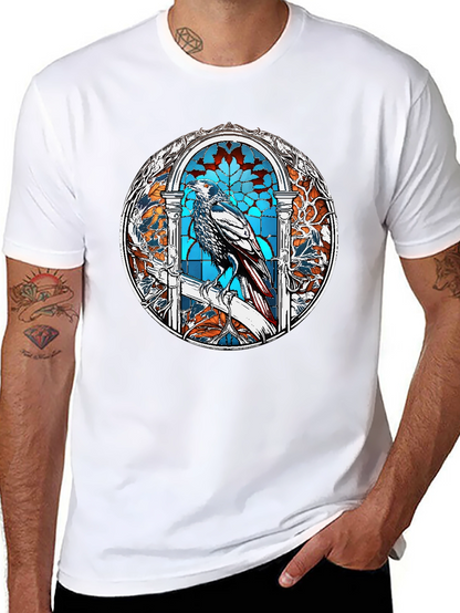 Raven Stained Glass Graphic T-Shirt - Black