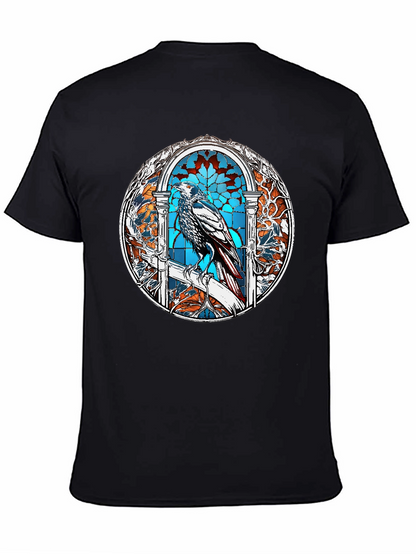 Raven Stained Glass Graphic T-Shirt - Black