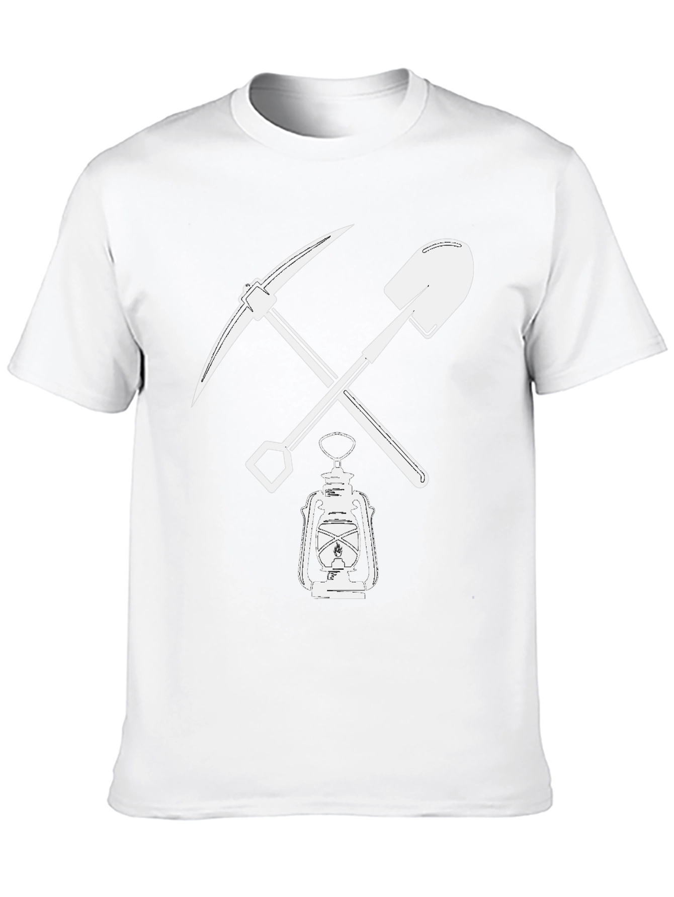 Miners Pickaxe & Shovel Lantern Black T-Shirt