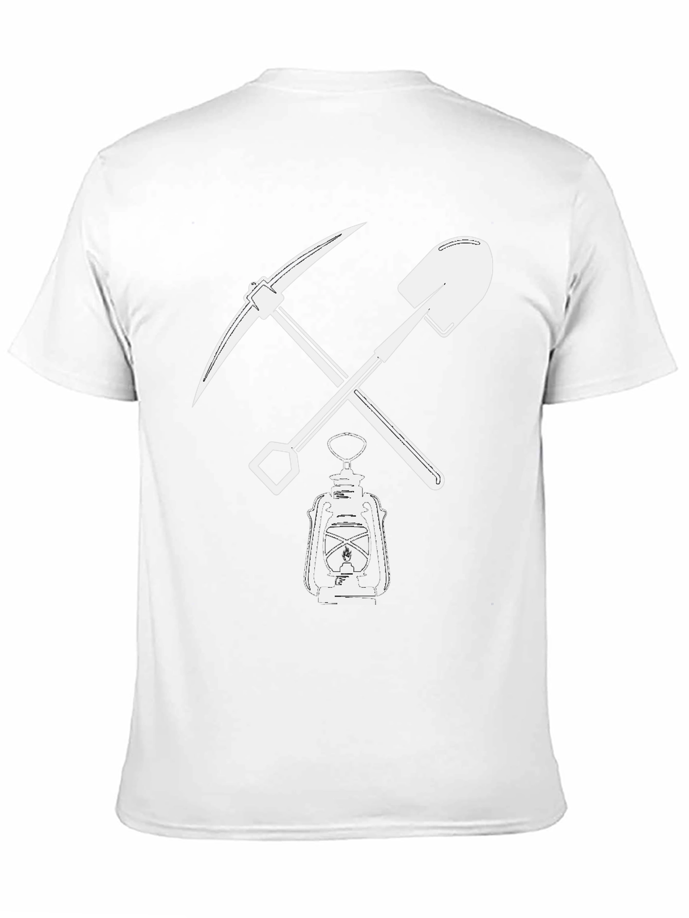 Miners Pickaxe & Shovel Lantern Black T-Shirt